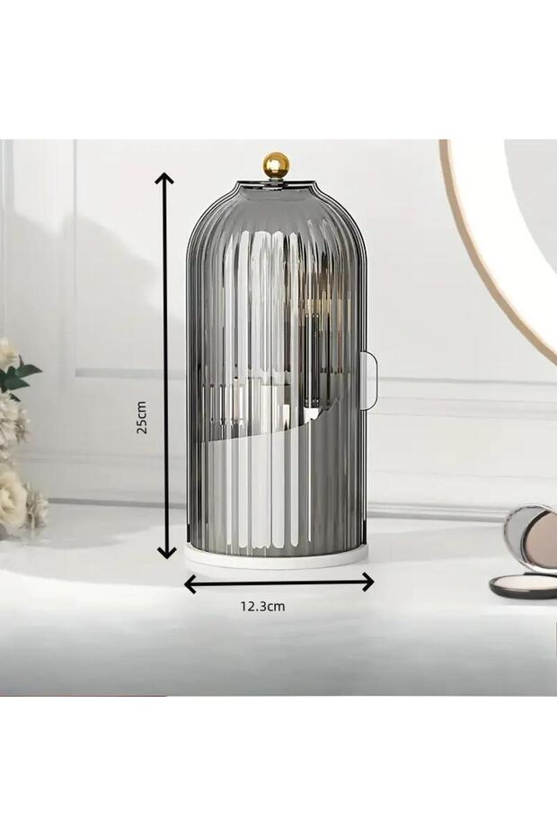 gray 360° Rotating Makeup Brush Holder With Lid Luxury Cosmetic Organizer Lipstick Eyebrow Pencil Ho