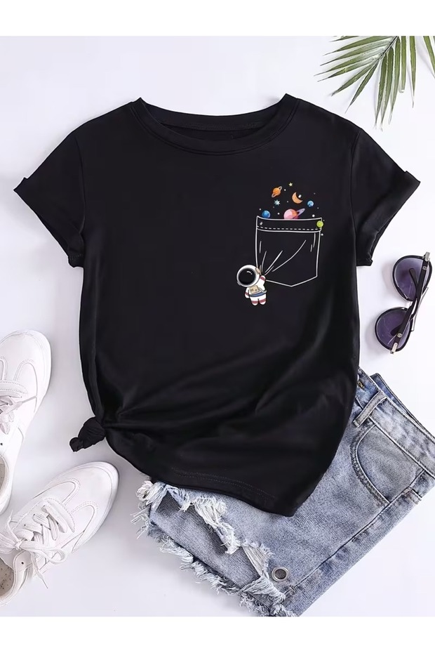 Women's Comfortable Fit Tshirt Mixed Print Tshirt