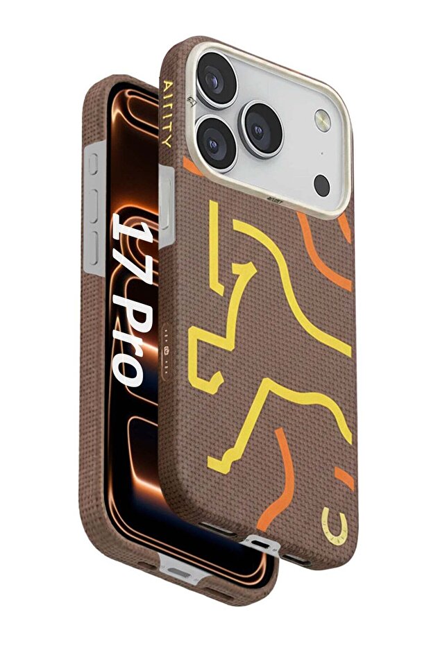 Horse Style Bamboo Fiber Protective Case for iPhone 17 Pro – Ultra Durable, Lightweight & Premium Design Brown Yellow