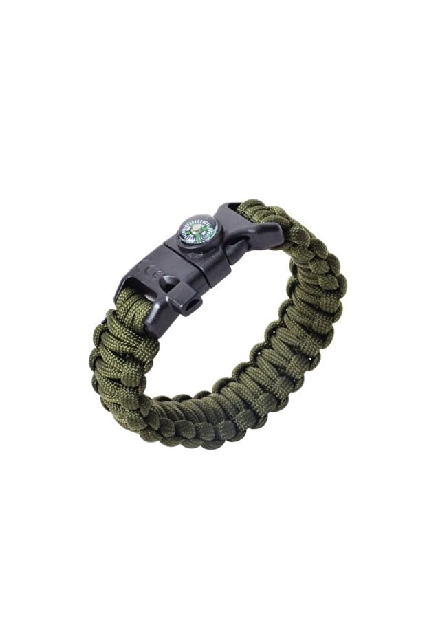 Khaki Paracord Bracelet with Compass M3 - Survival Bracelet