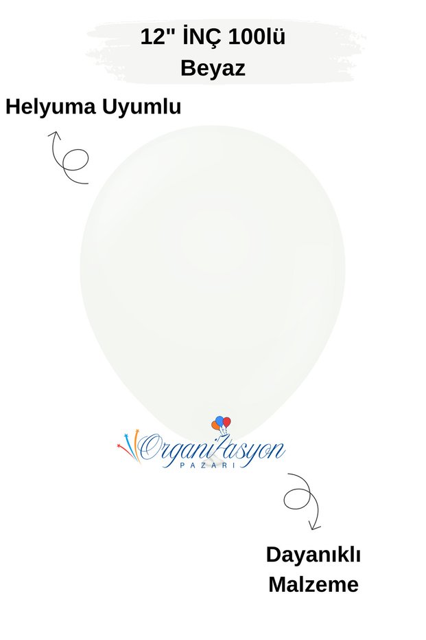 Pack of 100 Balloons White 12 Inch Decoration Party Ornament Balloon