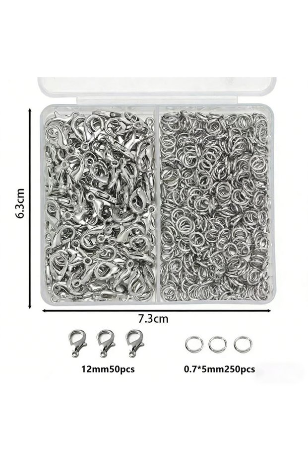 silver color 300pcs/box Silver Color Lobster Clasps And Open Rings Bracelets Necklaces Connector DIY