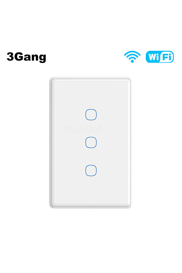 مفتاح إضاءة ذكي 3Gang Tuya يعمل بالواي فاي و RF433، لوحة لمس، مفتاح حائط أمريكي لاسلكي، اختياري للسلك المحايد V