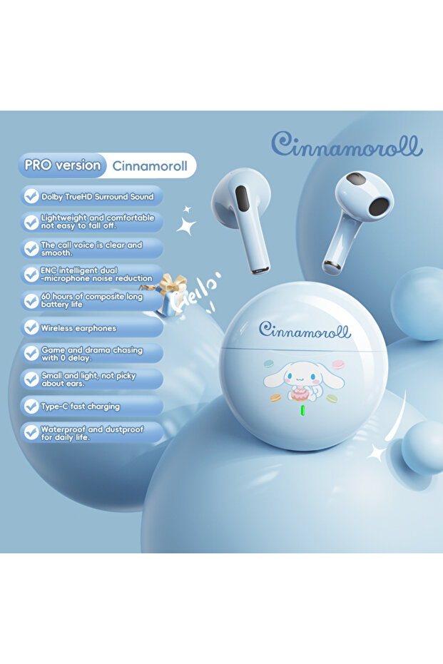 K26-blue TWS Hello Kitty Semi-In-Ear Wireless Earbuds K26 | 48H Playtime, HiFi Stereo, Sweatproof fo