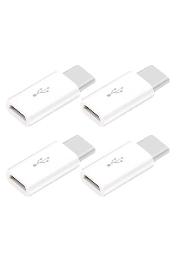 محول OTG أبيض 4 قطع من مايكرو/USB C أنثى إلى USB C/مايكرو ذكر، موصل مايكرو-بي إلى USB-C
