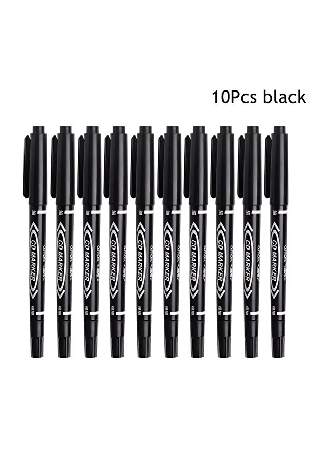 Black 10pcs 10-Piece Double-Ended Brush-Tip Marker Set Black/Red/Blue Drawing Set Ideal for Paintin
