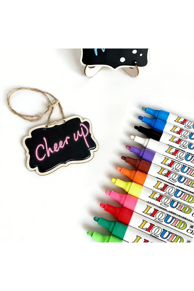 12pcs 12pcs Neon Color Liquid Chalk Makers For Blackboard, Chalkboard Signs, Glass Window, Erasable