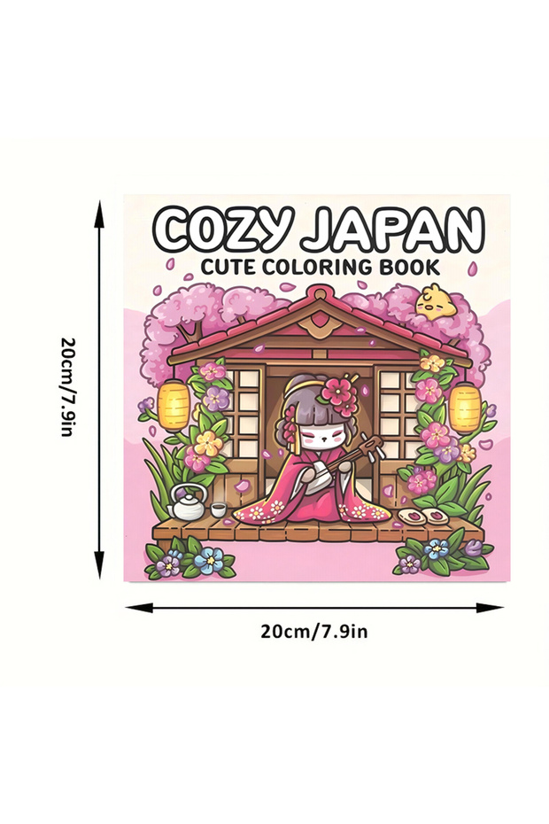WHITE Cozy Japan Coloring Books for Adults 28 Pages Cutie Style Colouring Book Drawing Supplies Chri