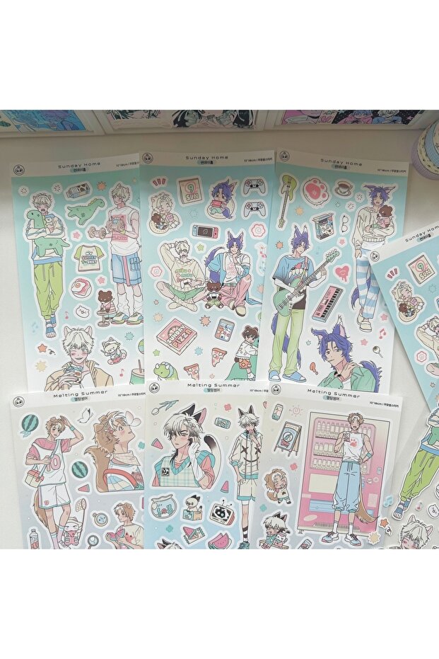 6PCS 1/6PCS Korean Cool Boy Stickers Cute Cartoon Anime Character Stickers Journal Planner Diary Scr