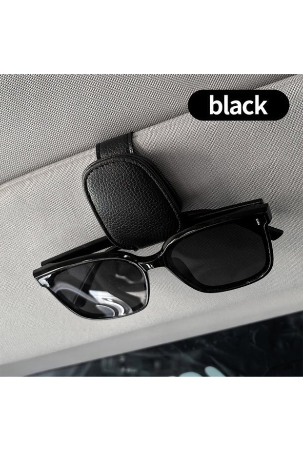 black Sunglasses Holders For Car Magnetic Genuine PU Leather Sunglasses Clip For Car Visor Glasses H