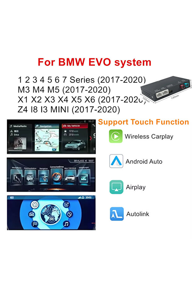 نظام For-EVO CARABC اللاسلكي لـ CarPlay و Android Auto لسيارات BMW EVO CIC NBT سلسلة 1 2 3 4 5 7 X1