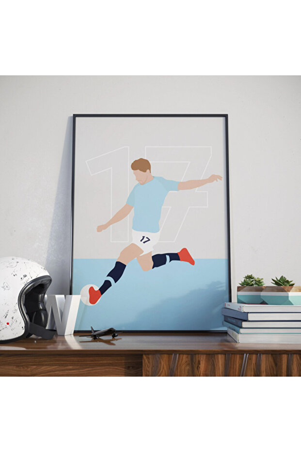 Kevin De Bruyne Illustration Themed Poster With Frame