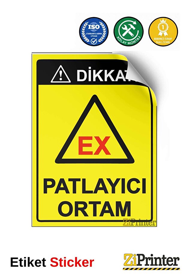 انتبه! ملصق تحذير للبيئة المتفجرة EX مقاس 25x35 سم