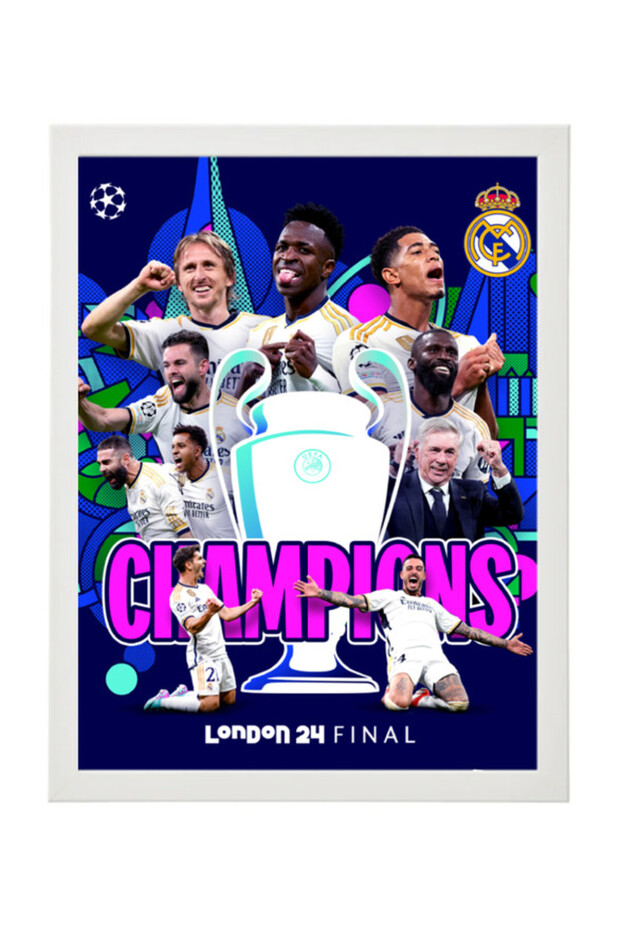 Real Madrid Champion of Champions League, UCL 2024, Soccer Gift , Poster with Frame 30x40cm
