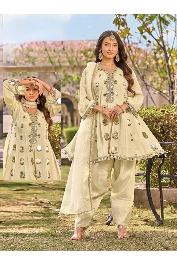 Mirror work party wear dress