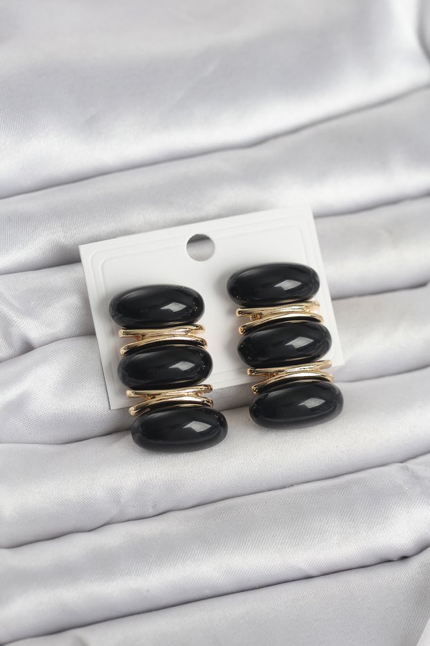 Black Vintage Model Gold Color Women's Earrings