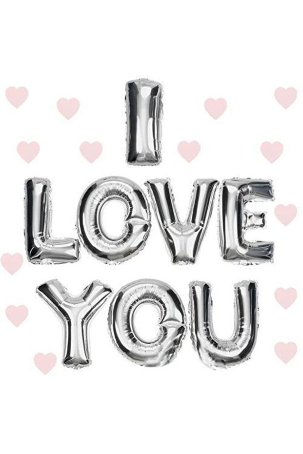 I Love You Foil Balloon Silver Color 35 Cm