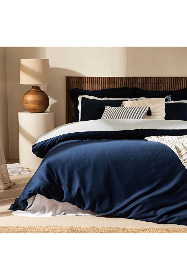 Laurel Bamboo Double Duvet Cover Set 200X220 cm Marin Blue/Soft Blue