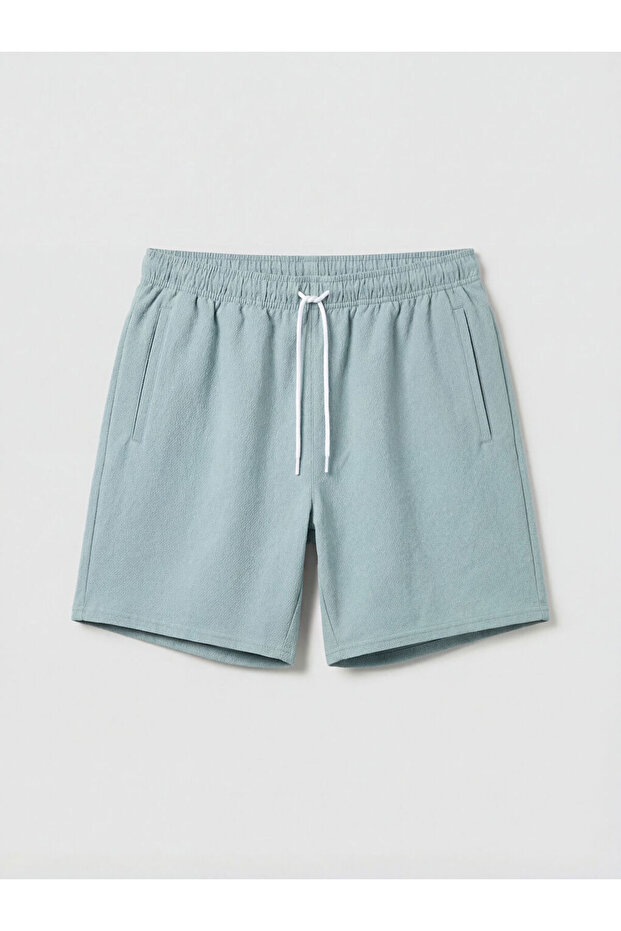 Blue short length men's swim shorts from gulis clothing