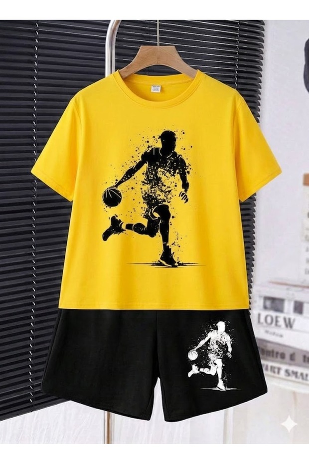 Summer Children's T-Shirt Shorts Unisex (Ball Playing Man)