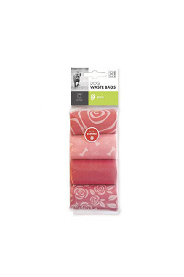 Rose Scented Dog Poop Collection Bag 15 Sheets 4 Pack