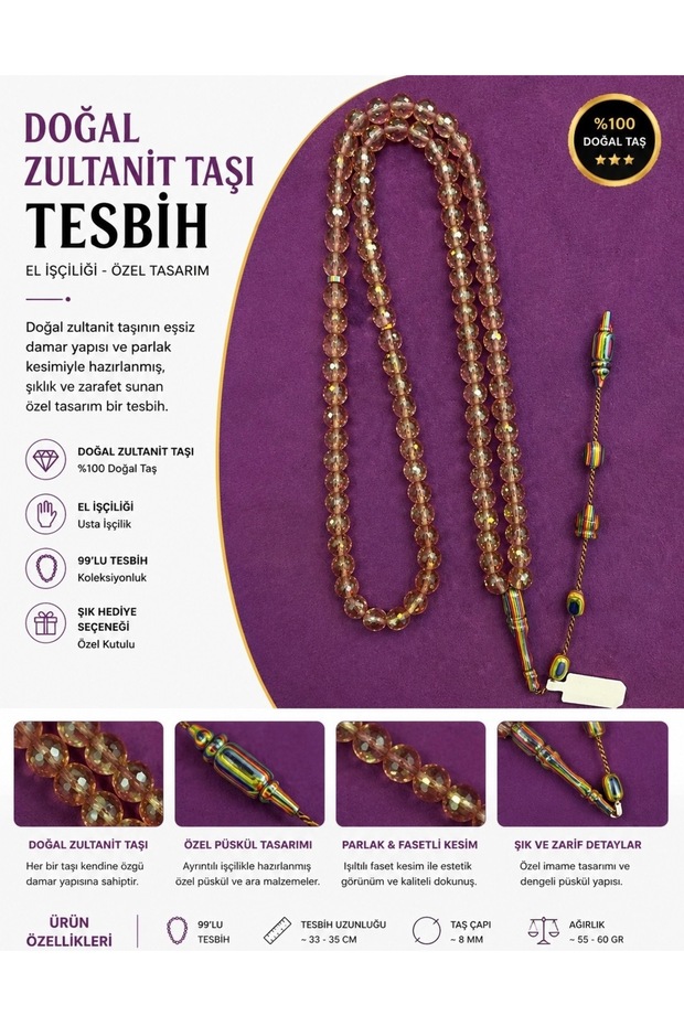 Zultanit taşı 99 lu Tesbih