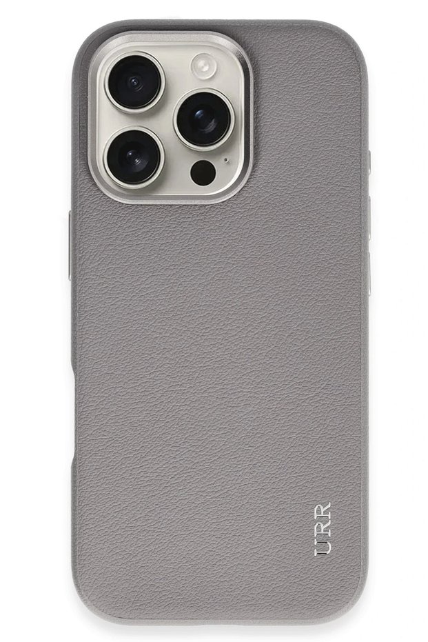Urr Innovative Leather Magsafe Cover Compatible with iPhone 16 Pro - Titan Gray