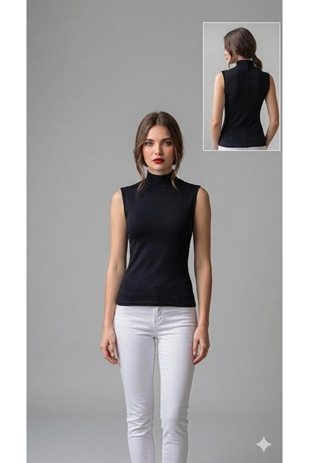 6 Pieces Women's Turtleneck Sleeveless Undershirt Cotton Lycra