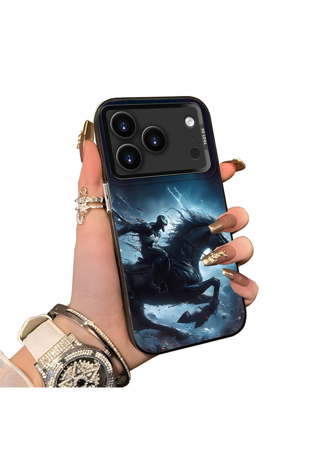 iPhone 17 Pro Max Compatible Hard Acrylic Back Silicone Edge Lens Protection Case