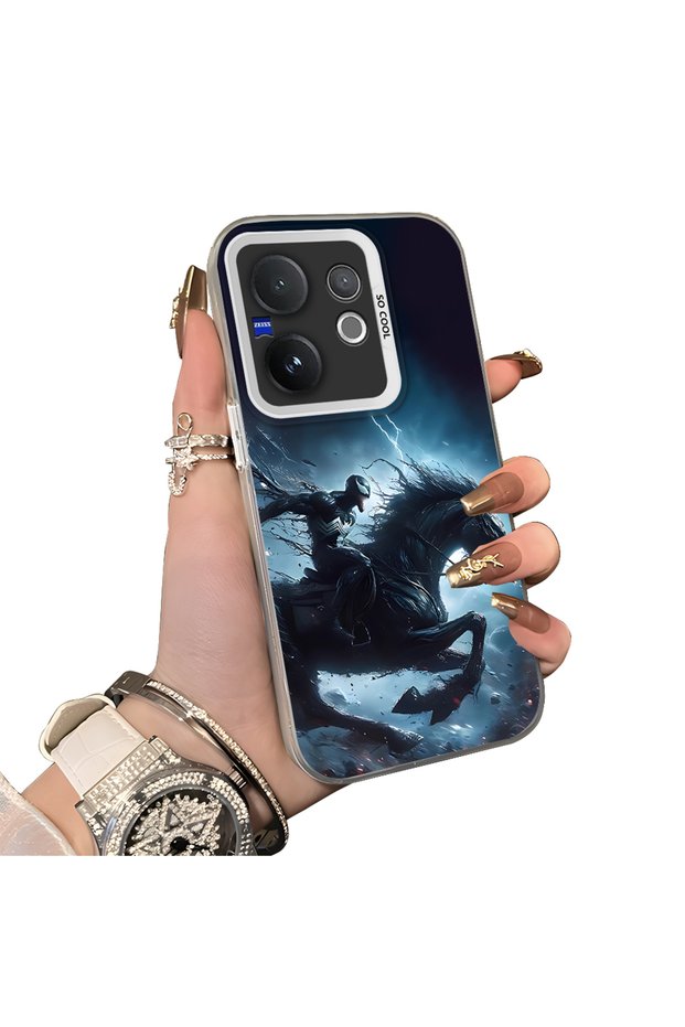 Vivo V60 Compatible Hard Acrylic Back Silicone Edge Lens Protection Case