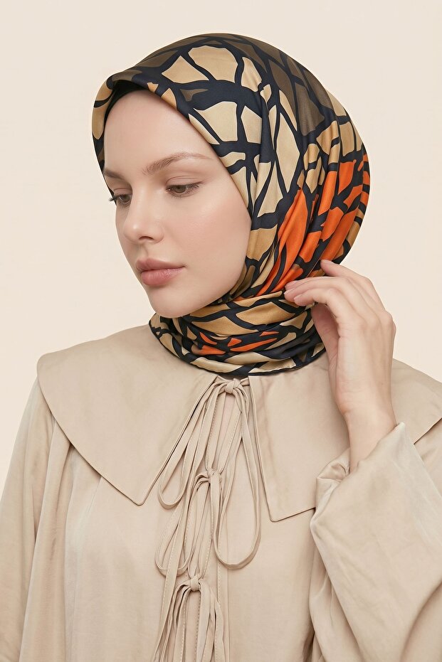 وشاح قطني ناعم بنمط زهور الفسيفساء من Yavruağzı