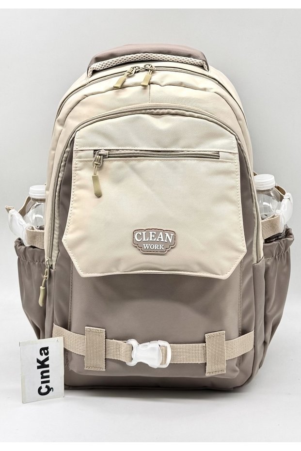 Unisex Satin Water-Resistant Fabric Multi-Compartment Middle School High School School Backpack and Travel Bag
