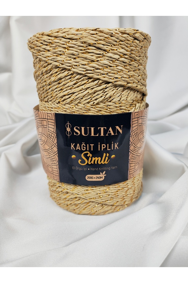 Glitter Paper Yarn Hand Knitting Yarn 200Gr.-240Mt. (1 Piece) - Color: 202