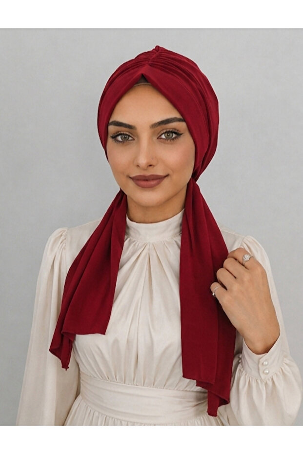 Design Dubai Hijab Ready-To-Wear Bone Shawl Red
