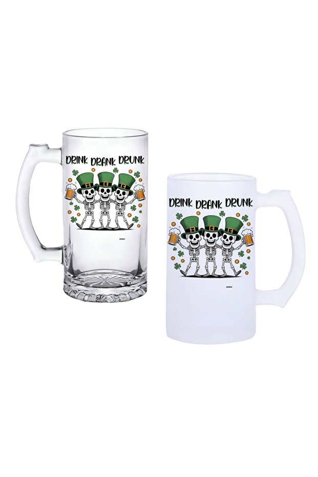 Irish Skeletons Beer Glass with Handles, Frosted or Clear Options 0112