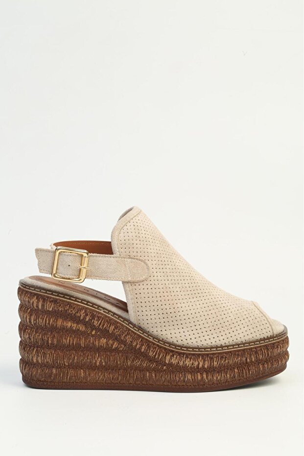 Mink Suede Wedge Heel Shoes