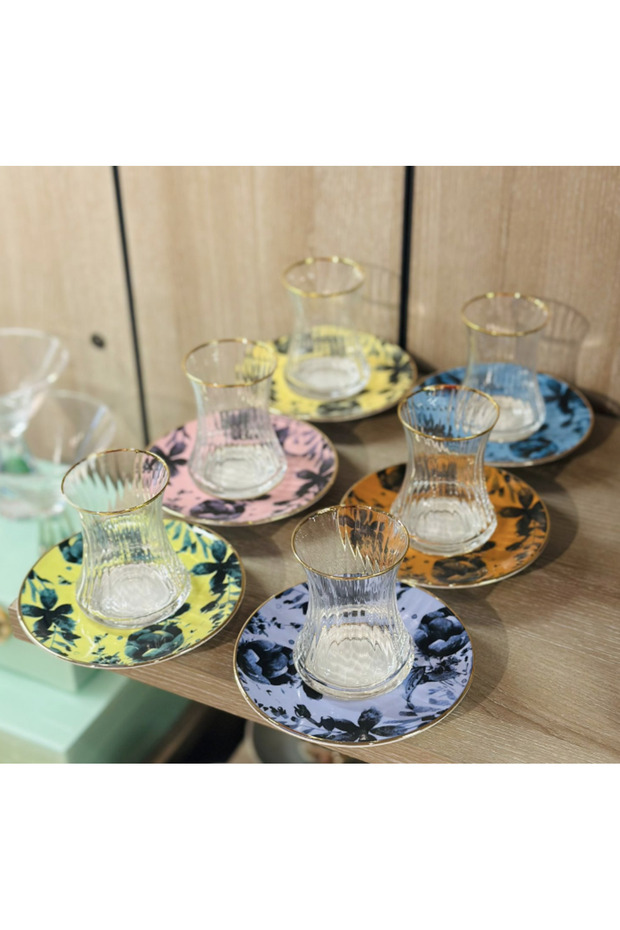 1453 Retro Rose Tea Set Optical Glass