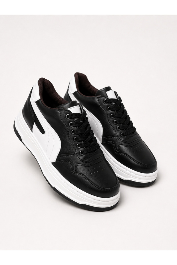 Men's Black and White Sneaker Thick Sole Casual Sports Shoes