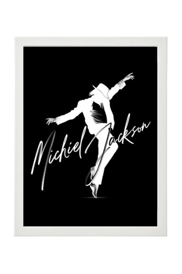 Michael Jackson Minimalist Silhouette Framed Poster 30x40cm , Modern Black & White Music Décor for Bedroom, Living Room, Office, Studio, Gift for MJ Fans