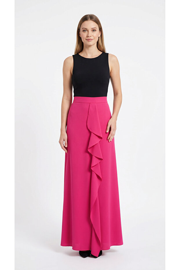Fuchsia Flounce Draped Skirt 3503