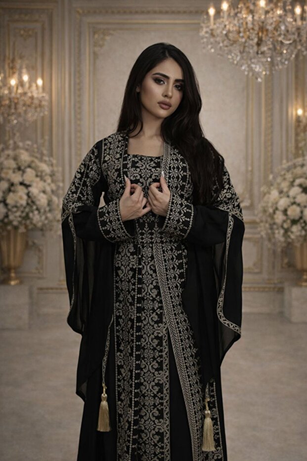 Two-Coloured Embroidered Robe
