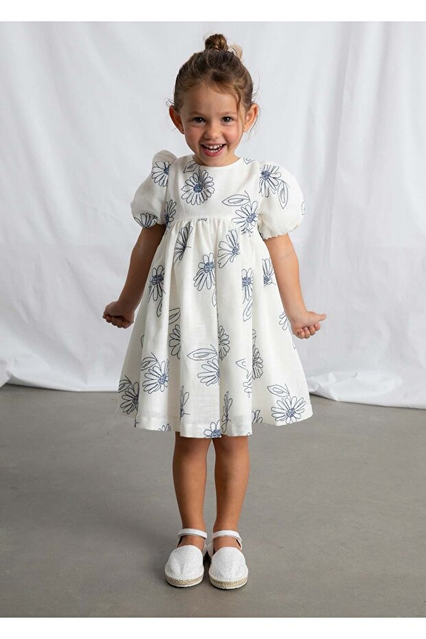 Girl's Balloon Sleeve Dress Green