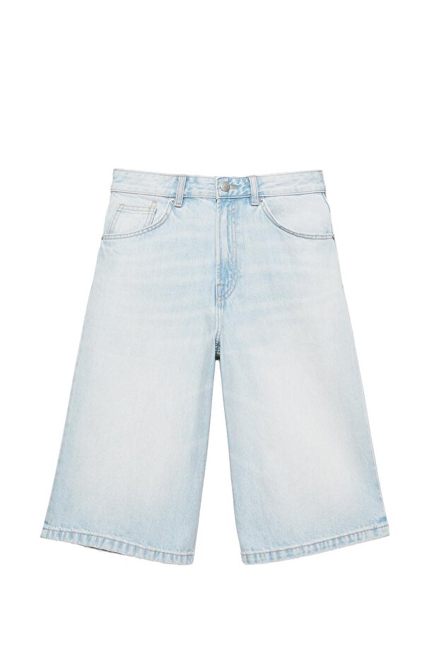 Düşük bel denim şort - 3