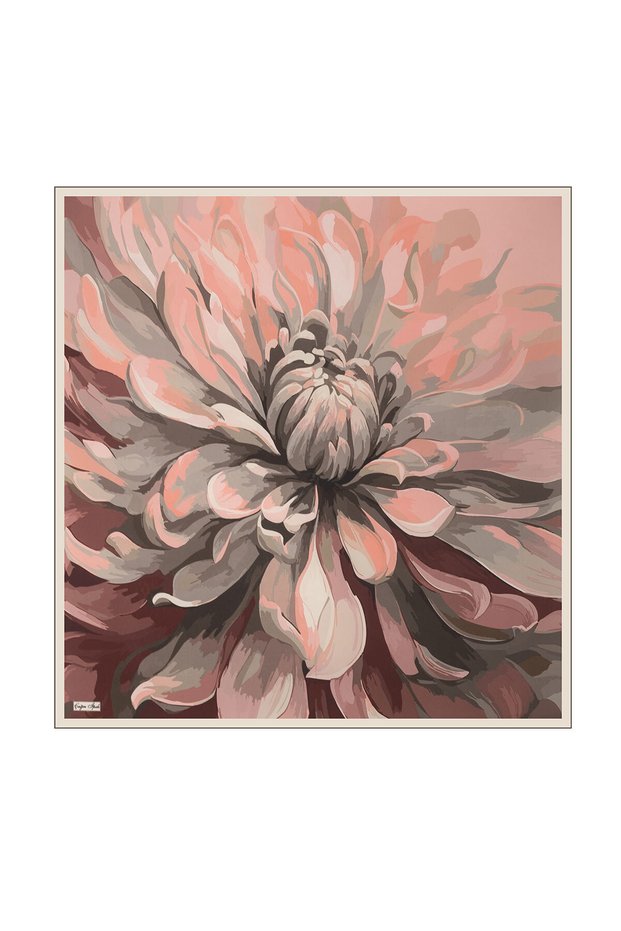 Tile Peony Pattern Tivil Silk Scarf