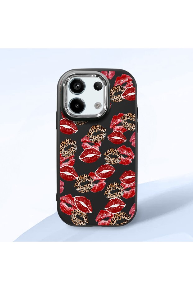 Poco X6 5g Compatible Case Camera Protector Black Silicone Couple Phone Case Kiss Pattern