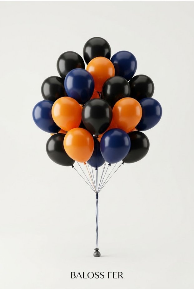 Black Orange Navy Blue Balloon Set 20 Pieces Birthday Party Decoration Stylish