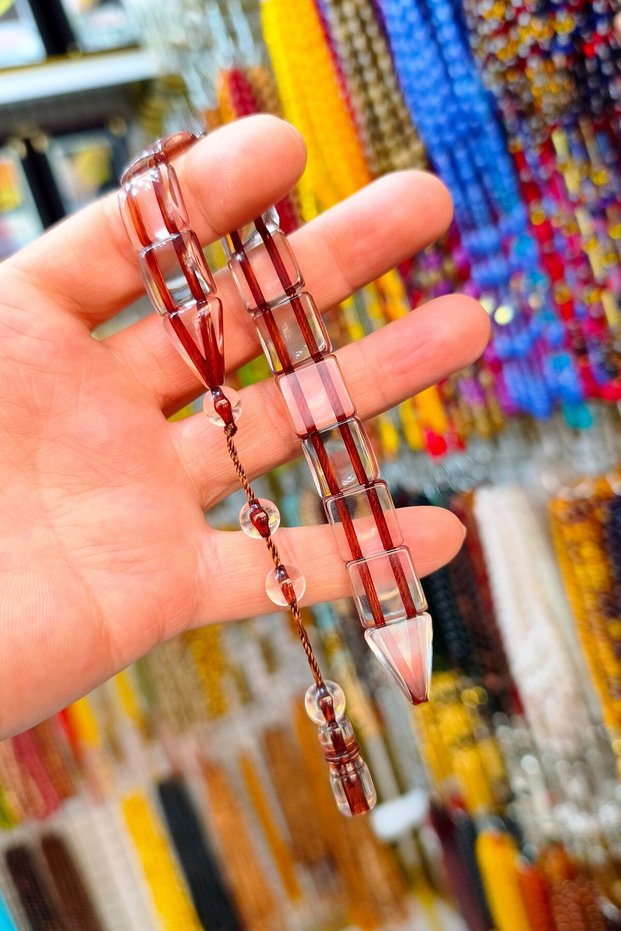 Sallamalık Balık Zaza Prayer Beads - Transparent Powder Amber Fish Zaza Prayer Beads