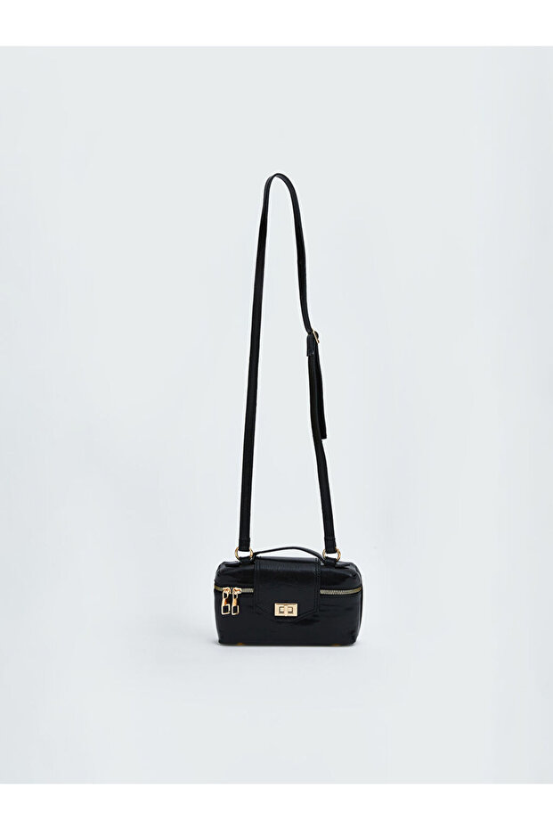 Leather look women's shoulder bag
