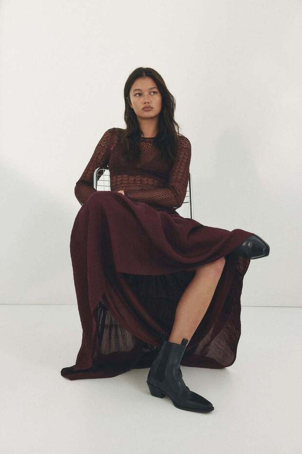 Crêpe A-line skirt