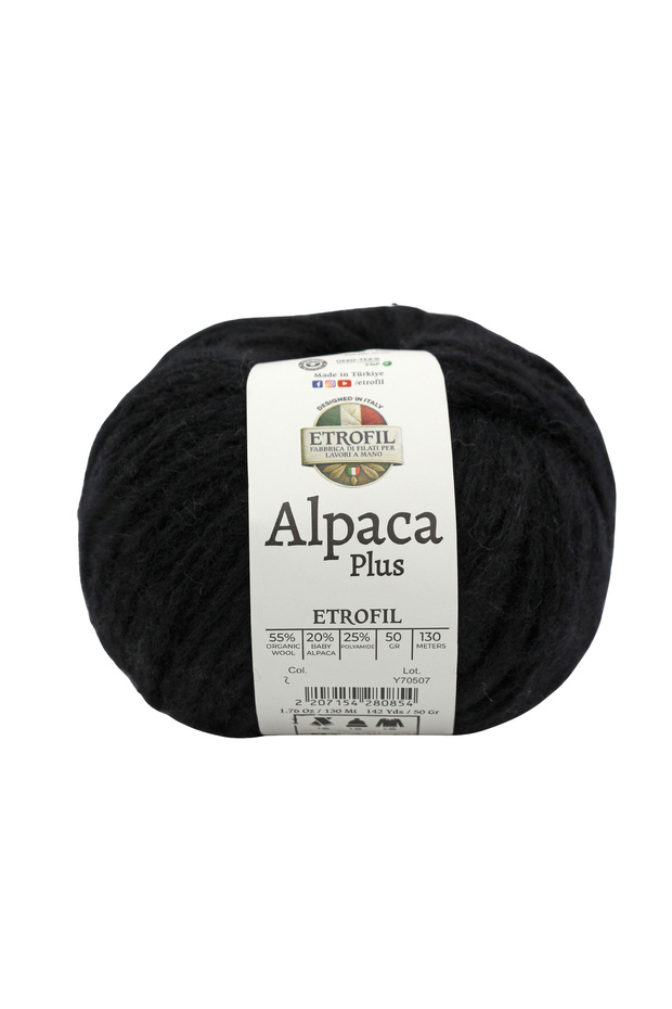 Alpaca Plus Knitting Yarn Black 55% Organic Wool 20% Baby Alpaca 25% Polyamide 30g 130m (79177)
